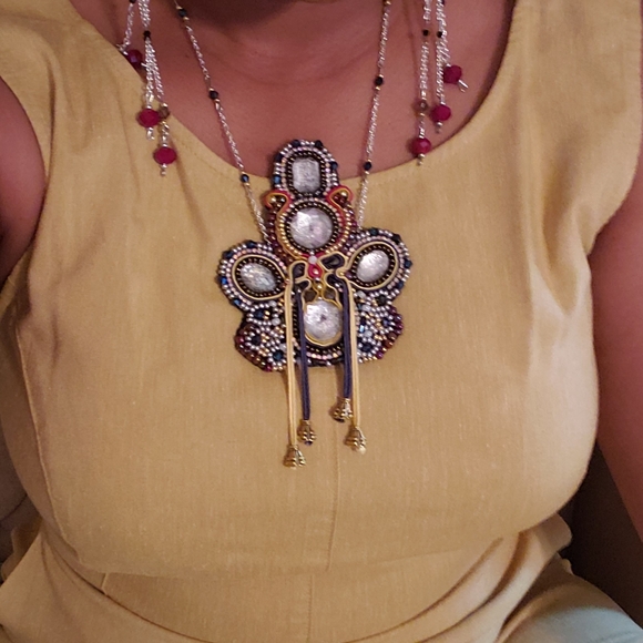 Hand made unique design soutache necklace - Picture 3 of 3